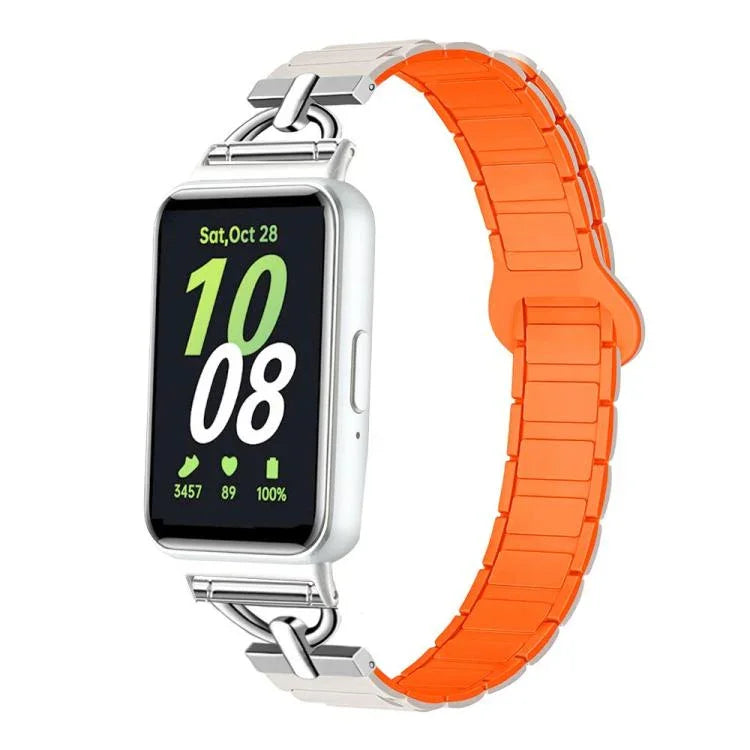 Dây đồng hồ silicone nam châm ba hạt hình chữ D, dành cho Samsung Galaxy Fit3