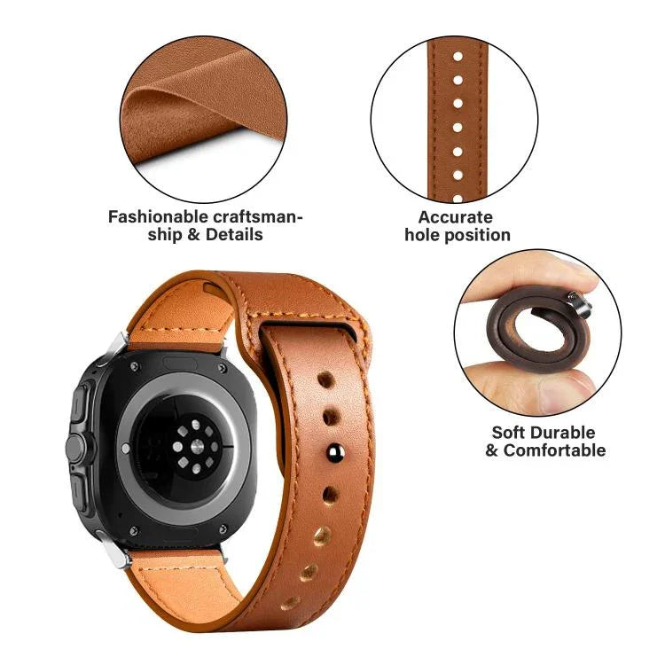 Dây đồng hồ da khóa ngược đinh tán, dành cho Samsung Galaxy Watch Ultra 47mm / Ultra 2025