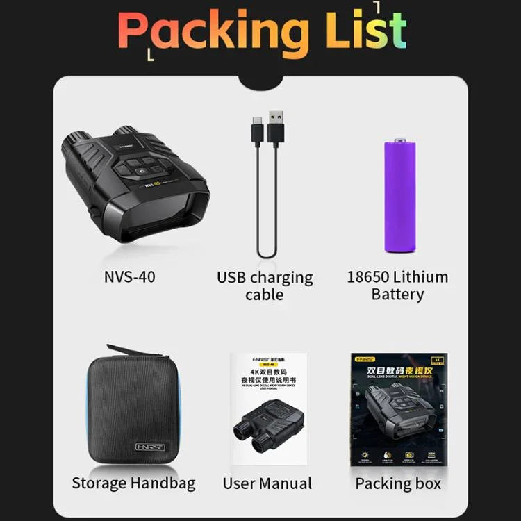 Thiết bị nhìn ban đêm ống nhòm hồng ngoại màu đầy đủ HD 4K nhỏ gọn FNIRSI NVS-40, NVS-40