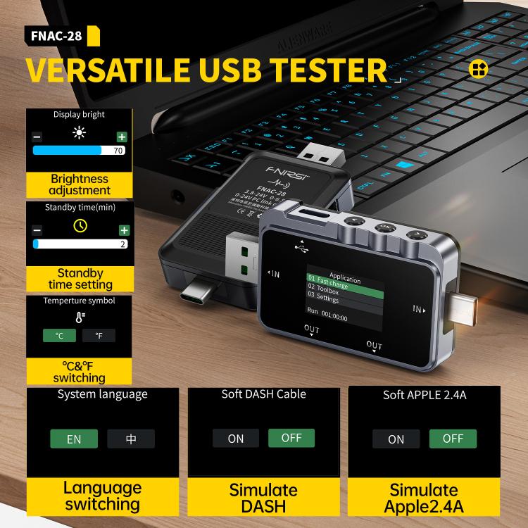 Máy kiểm tra dao động đa chức năng cấp chuyên nghiệp Type-C & USB Fnirsi FNAC-28, FNAC-28