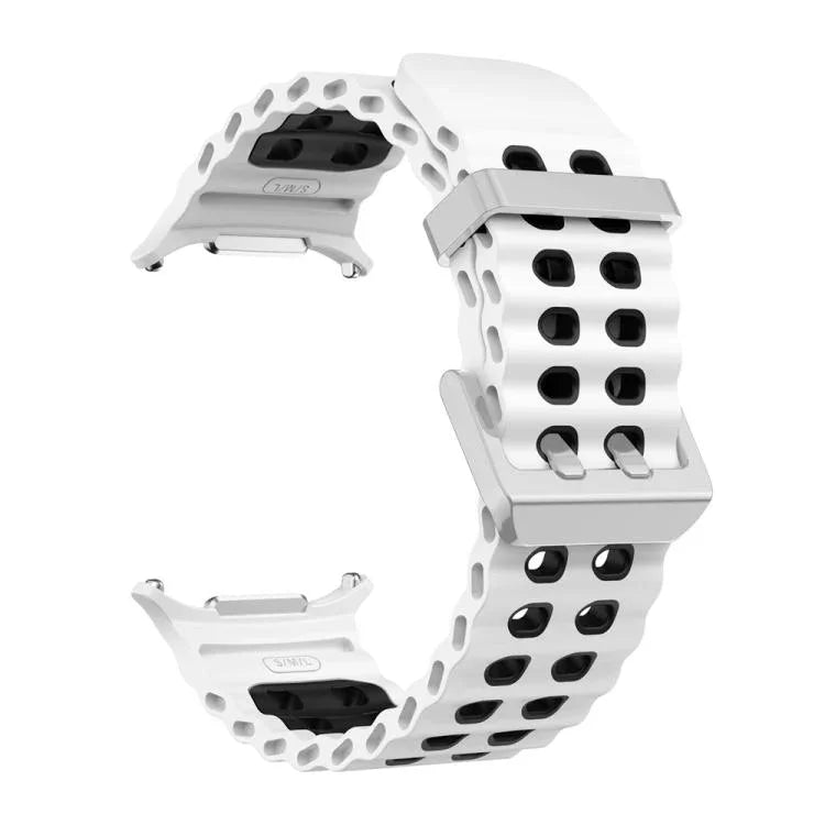 Dây đồng hồ silicone hai màu lỗ đôi khóa bạc Ocean, Dành cho Samsung Galaxy Watch Ultra / Ultra 2025