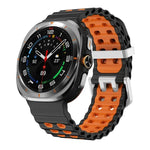 Dây đồng hồ silicone hai màu lỗ đôi khóa bạc Ocean, Dành cho Samsung Galaxy Watch Ultra / Ultra 2025