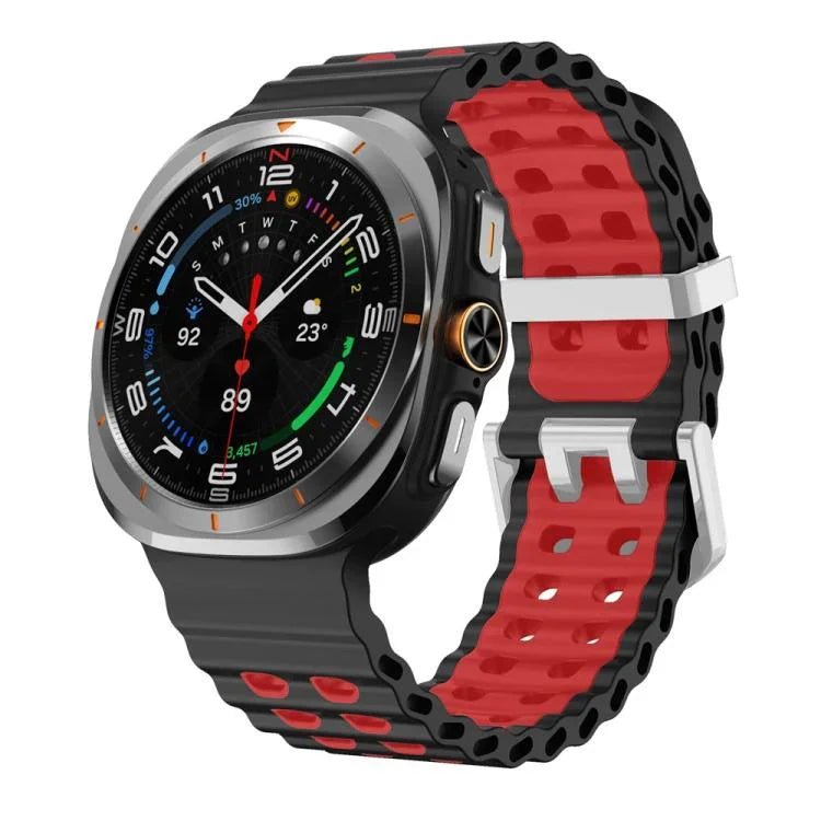 Dây đồng hồ silicone hai màu lỗ đôi khóa bạc Ocean, Dành cho Samsung Galaxy Watch Ultra / Ultra 2025