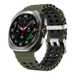 Dây đồng hồ silicone hai màu lỗ đôi khóa bạc Ocean, Dành cho Samsung Galaxy Watch Ultra / Ultra 2025