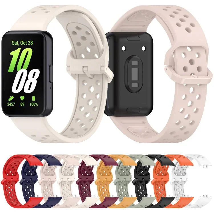 Dây đồng hồ silicone thoáng khí màu trơn khóa nhiều màu xDfind, Dành cho Samsung Galaxy Fit3