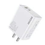 WK WP-U64 Sạc nhanh Kinkong Flash Charge 45W cổng USB+Type-C, phích cắm EU, phích cắm UK, phích cắm US