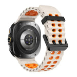 Dây đồng hồ silicone hai hàng lỗ hai màu xDfind Black Buckle Ocean, Dành cho Samsung Galaxy Watch Ultra 47mm / Ultra 2025, Dành cho Samsung Galaxy Watch8 / 8 Classic