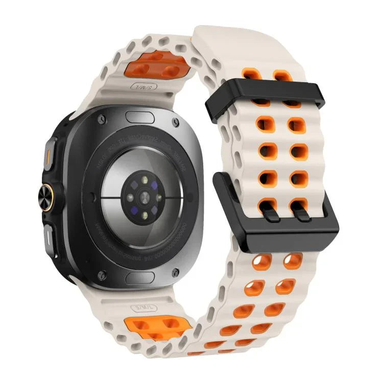 Dây đồng hồ silicone hai hàng lỗ hai màu xDfind Black Buckle Ocean, Dành cho Samsung Galaxy Watch Ultra 47mm / Ultra 2025, Dành cho Samsung Galaxy Watch8 / 8 Classic