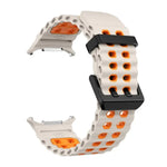 Dây đồng hồ silicone hai hàng lỗ hai màu xDfind Black Buckle Ocean, Dành cho Samsung Galaxy Watch Ultra 47mm / Ultra 2025, Dành cho Samsung Galaxy Watch8 / 8 Classic