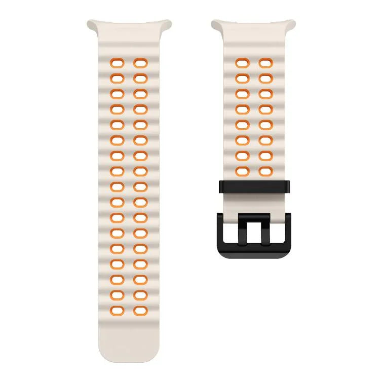 Dây đồng hồ silicone hai hàng lỗ hai màu xDfind Black Buckle Ocean, Dành cho Samsung Galaxy Watch Ultra 47mm / Ultra 2025, Dành cho Samsung Galaxy Watch8 / 8 Classic