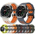 Dây đồng hồ silicone hai hàng lỗ hai màu xDfind Black Buckle Ocean, Dành cho Samsung Galaxy Watch Ultra 47mm / Ultra 2025, Dành cho Samsung Galaxy Watch8 / 8 Classic