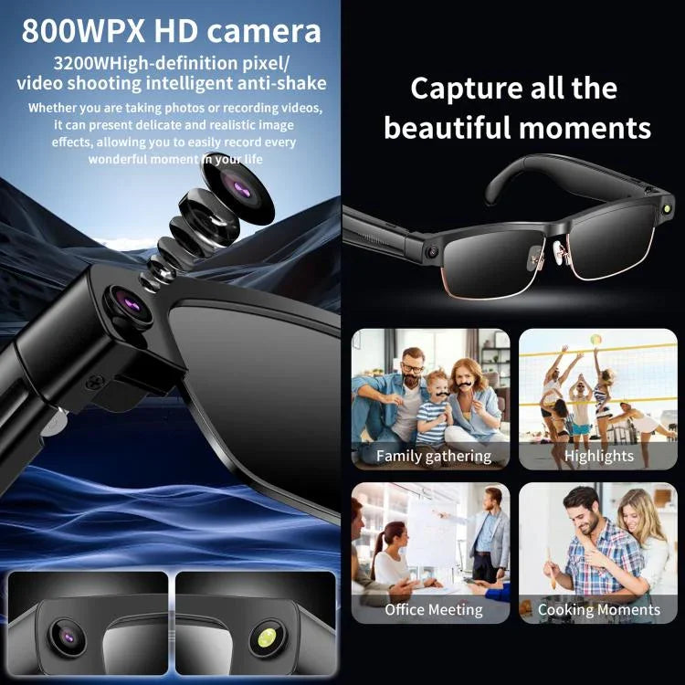 Kính thông minh L802 với camera HD 8MP quay video truyền WiFi trợ lý giọng nói AI tai nghe đeo thông minh