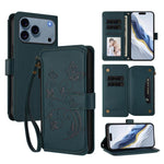 Ví da ốp lưng điện thoại Butterfly Love Flower nhiều thẻ có khóa kéo, dành cho iPhone 17e / 16e, iPhone 17 Pro Max, iPhone 17 Pro, iPhone 17, iPhone Air, iPhone 16 Pro Max