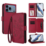 Ví da ốp lưng điện thoại Butterfly Love Flower nhiều thẻ có khóa kéo, dành cho iPhone 17e / 16e, iPhone 17 Pro Max, iPhone 17 Pro, iPhone 17, iPhone Air, iPhone 16 Pro Max