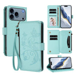 Ví da ốp lưng điện thoại Butterfly Love Flower nhiều thẻ có khóa kéo, dành cho iPhone 17e / 16e, iPhone 17 Pro Max, iPhone 17 Pro, iPhone 17, iPhone Air, iPhone 16 Pro Max