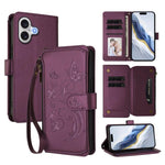 Ví da ốp lưng điện thoại Butterfly Love Flower nhiều thẻ có khóa kéo, dành cho iPhone 17e / 16e, iPhone 17 Pro Max, iPhone 17 Pro, iPhone 17, iPhone Air, iPhone 16 Pro Max