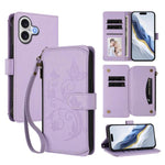 Ví da ốp lưng điện thoại Butterfly Love Flower nhiều thẻ có khóa kéo, dành cho iPhone 17e / 16e, iPhone 17 Pro Max, iPhone 17 Pro, iPhone 17, iPhone Air, iPhone 16 Pro Max
