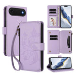 Ví da ốp lưng điện thoại Butterfly Love Flower nhiều thẻ có khóa kéo, dành cho iPhone 17e / 16e, iPhone 17 Pro Max, iPhone 17 Pro, iPhone 17, iPhone Air, iPhone 16 Pro Max