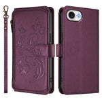 Ví da ốp lưng điện thoại Butterfly Love Flower nhiều thẻ có khóa kéo, dành cho iPhone 17e / 16e, iPhone 17 Pro Max, iPhone 17 Pro, iPhone 17, iPhone Air, iPhone 16 Pro Max