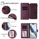 Ví da ốp lưng điện thoại Butterfly Love Flower nhiều thẻ có khóa kéo, dành cho iPhone 17e / 16e, iPhone 17 Pro Max, iPhone 17 Pro, iPhone 17, iPhone Air, iPhone 16 Pro Max