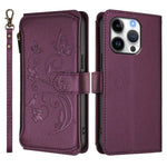 Ví da ốp lưng điện thoại Butterfly Love Flower nhiều thẻ có khóa kéo, dành cho iPhone 16 Pro, iPhone 16 Plus, iPhone 16, iPhone 15 Pro Max, iPhone 15 Pro, iPhone 15 Plus