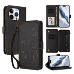 Ví da ốp lưng điện thoại Butterfly Love Flower nhiều thẻ có khóa kéo, dành cho iPhone 16 Pro, iPhone 16 Plus, iPhone 16, iPhone 15 Pro Max, iPhone 15 Pro, iPhone 15 Plus