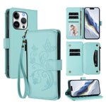 Ví da ốp lưng điện thoại Butterfly Love Flower nhiều thẻ có khóa kéo, dành cho iPhone 16 Pro, iPhone 16 Plus, iPhone 16, iPhone 15 Pro Max, iPhone 15 Pro, iPhone 15 Plus