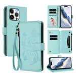 Ví da ốp lưng điện thoại Butterfly Love Flower nhiều thẻ có khóa kéo, dành cho iPhone 16 Pro, iPhone 16 Plus, iPhone 16, iPhone 15 Pro Max, iPhone 15 Pro, iPhone 15 Plus