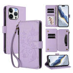 Ví da ốp lưng điện thoại Butterfly Love Flower nhiều thẻ có khóa kéo, dành cho iPhone 16 Pro, iPhone 16 Plus, iPhone 16, iPhone 15 Pro Max, iPhone 15 Pro, iPhone 15 Plus