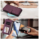 Ốp lưng điện thoại ví da có khóa kéo đa thẻ họa tiết hoa tình yêu bướm, dành cho iPhone 15, iPhone 14 Plus, iPhone 14 / 13, iPhone 14 Pro, iPhone 14 Pro Max, iPhone 7 / 8 / SE 2022