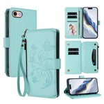 Ốp lưng điện thoại ví da có khóa kéo đa thẻ họa tiết hoa tình yêu bướm, dành cho iPhone 15, iPhone 14 Plus, iPhone 14 / 13, iPhone 14 Pro, iPhone 14 Pro Max, iPhone 7 / 8 / SE 2022