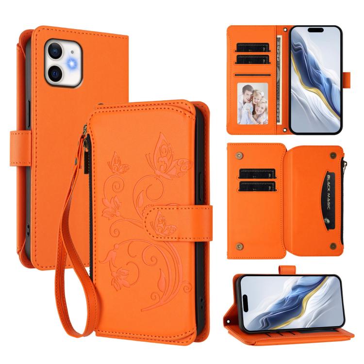 Ví da khóa kéo đa thẻ hoa tình yêu bướm, dành cho iPhone 11 Pro Max, dành cho iPhone 11, dành cho iPhone 11 Pro, dành cho iPhone X / XS, dành cho iPhone XR, dành cho iPhone XS Max