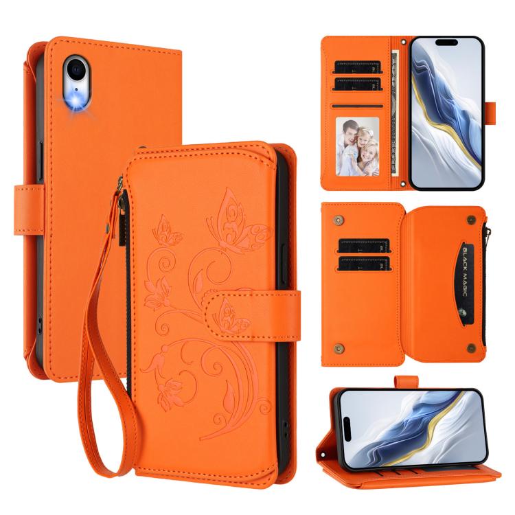 Ví da khóa kéo đa thẻ hoa tình yêu bướm, dành cho iPhone 11 Pro Max, dành cho iPhone 11, dành cho iPhone 11 Pro, dành cho iPhone X / XS, dành cho iPhone XR, dành cho iPhone XS Max