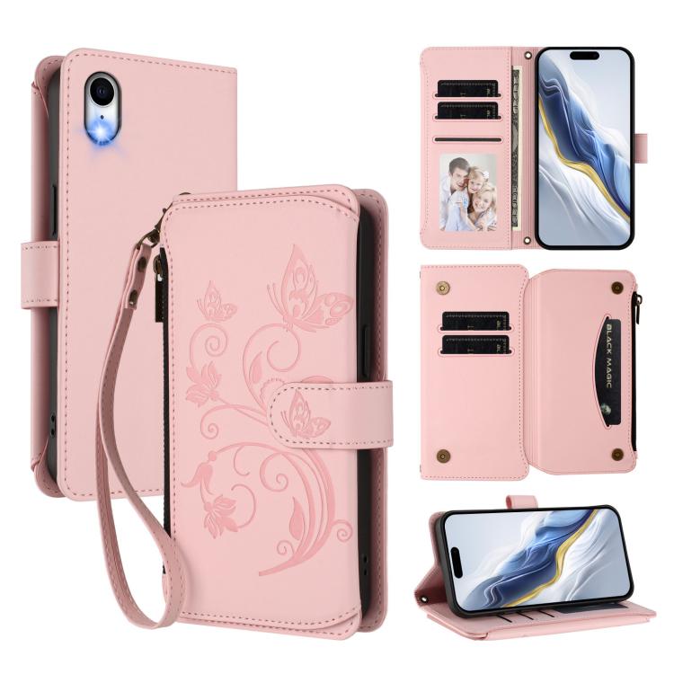 Ví da khóa kéo đa thẻ hoa tình yêu bướm, dành cho iPhone 11 Pro Max, dành cho iPhone 11, dành cho iPhone 11 Pro, dành cho iPhone X / XS, dành cho iPhone XR, dành cho iPhone XS Max
