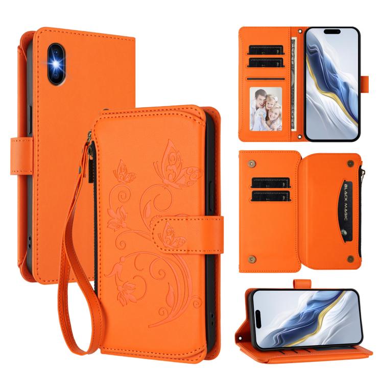 Ví da khóa kéo đa thẻ hoa tình yêu bướm, dành cho iPhone 11 Pro Max, dành cho iPhone 11, dành cho iPhone 11 Pro, dành cho iPhone X / XS, dành cho iPhone XR, dành cho iPhone XS Max
