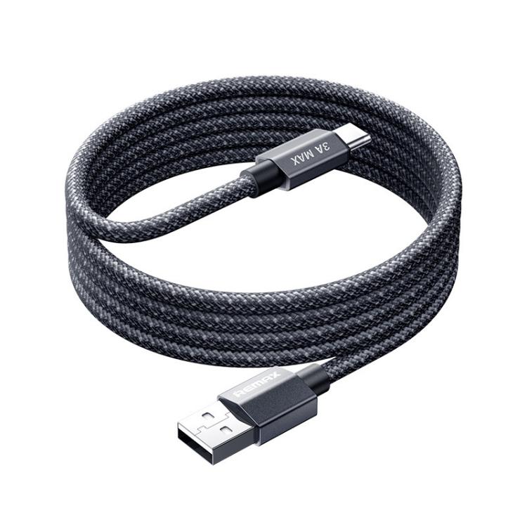 Cáp dữ liệu sạc nhanh bện hợp kim nhôm REMAX CB01 3A USB sang Type-C có đèn LED, Chiều dài: 1.2m, USB sang Type-C
