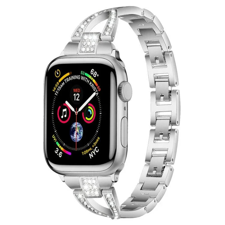 Dây đồng hồ kim loại kim cương hàng đơn hình chữ X xDfind, Dành cho Apple Watch 42 / 44 / 45 / 46 / 49mm, Dành cho Apple Watch 38 / 40 / 41 / S10 42mm