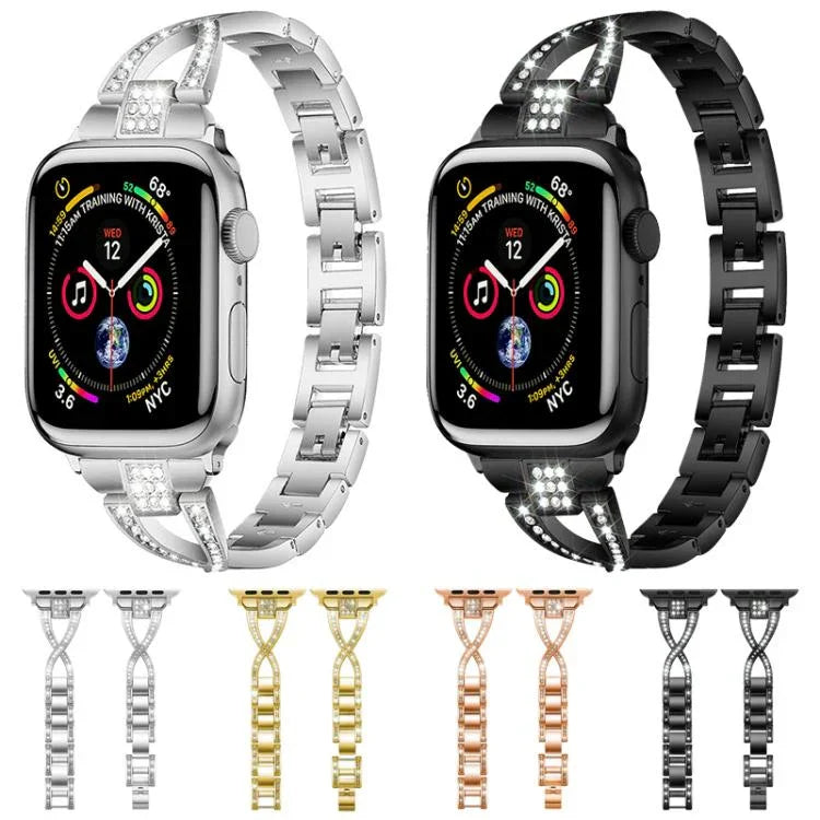 Dây đồng hồ kim loại kim cương hàng đơn hình chữ X xDfind, Dành cho Apple Watch 42 / 44 / 45 / 46 / 49mm, Dành cho Apple Watch 38 / 40 / 41 / S10 42mm