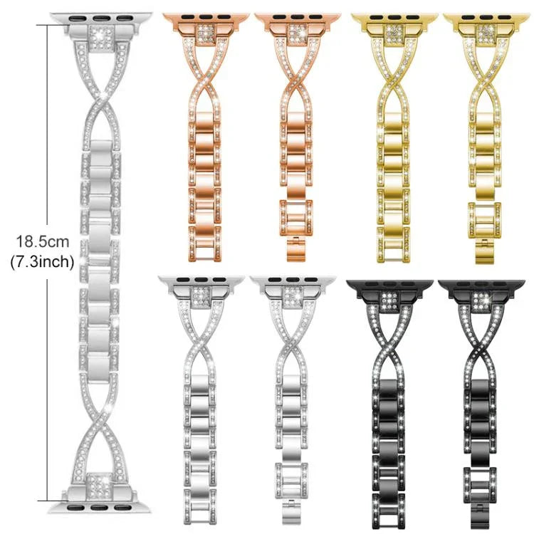 Dây đồng hồ kim loại kim cương hàng đơn hình chữ X xDfind, Dành cho Apple Watch 42 / 44 / 45 / 46 / 49mm, Dành cho Apple Watch 38 / 40 / 41 / S10 42mm