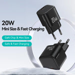Sạc nhanh mini USAMS CC260 20W GaN USB-C / Type-C, CC260