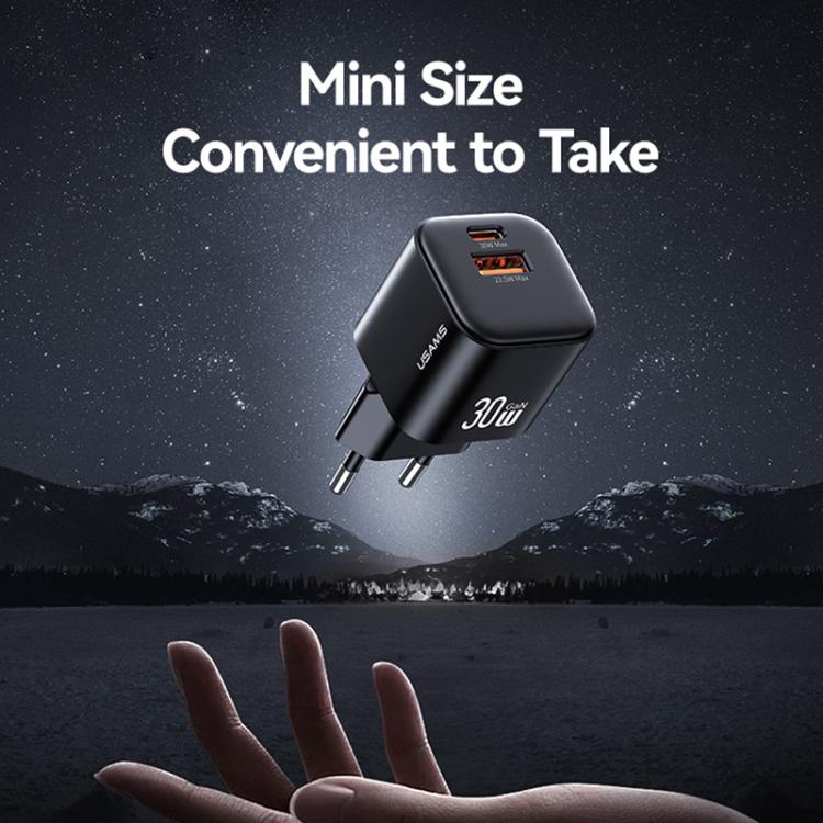 Sạc nhanh mini USAMS CC263 30W GaN USB-C / Type-C, USB cổng đôi, CC263