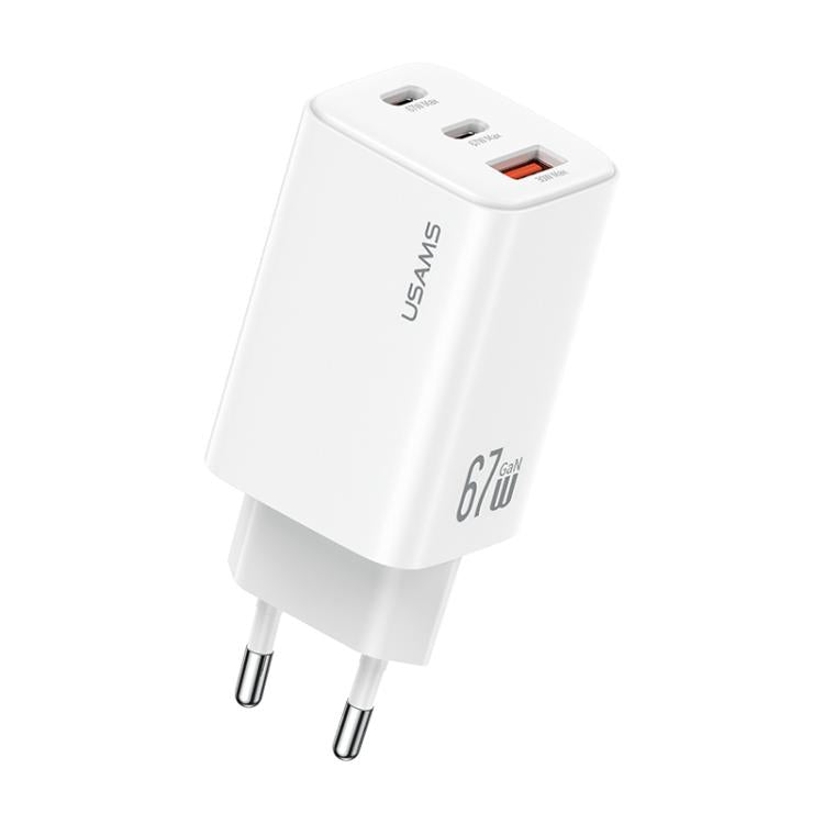 Sạc nhanh mini USAMS CC265 67W GaN 2 x Type-C, USB cổng ba, CC265