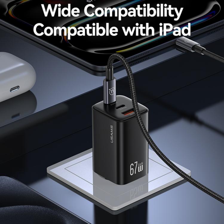 Sạc nhanh mini USAMS CC265 67W GaN 2 x Type-C, USB cổng ba, CC265