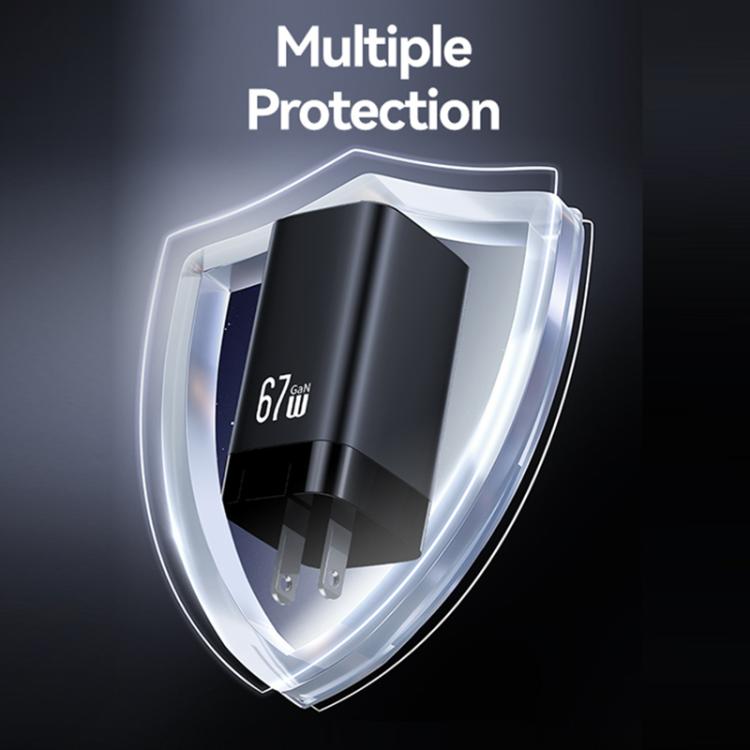 Sạc nhanh mini USAMS CC265 67W GaN 2 x Type-C, USB cổng ba, CC265
