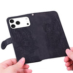 Ốp lưng điện thoại da dập nổi cảm giác da cổ điển hình bướm gập ngang, dành cho iPhone 17 Pro Max, iPhone 17 Pro, iPhone 17, iPhone Air