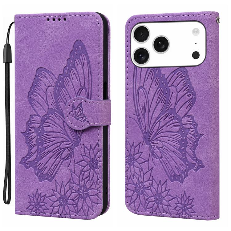 Ốp lưng điện thoại da dập nổi cảm giác da cổ điển hình bướm gập ngang, dành cho iPhone 17 Pro Max, iPhone 17 Pro, iPhone 17, iPhone Air