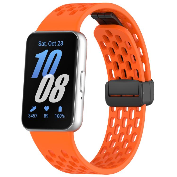 Dây đồng hồ silicone khóa nam châm đen kiểu lỗ xDfind, Dành cho Samsung Galaxy Fit3