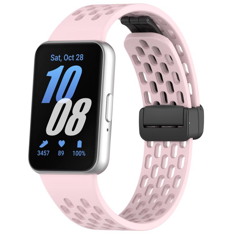 Dây đồng hồ silicone khóa nam châm đen kiểu lỗ xDfind, Dành cho Samsung Galaxy Fit3