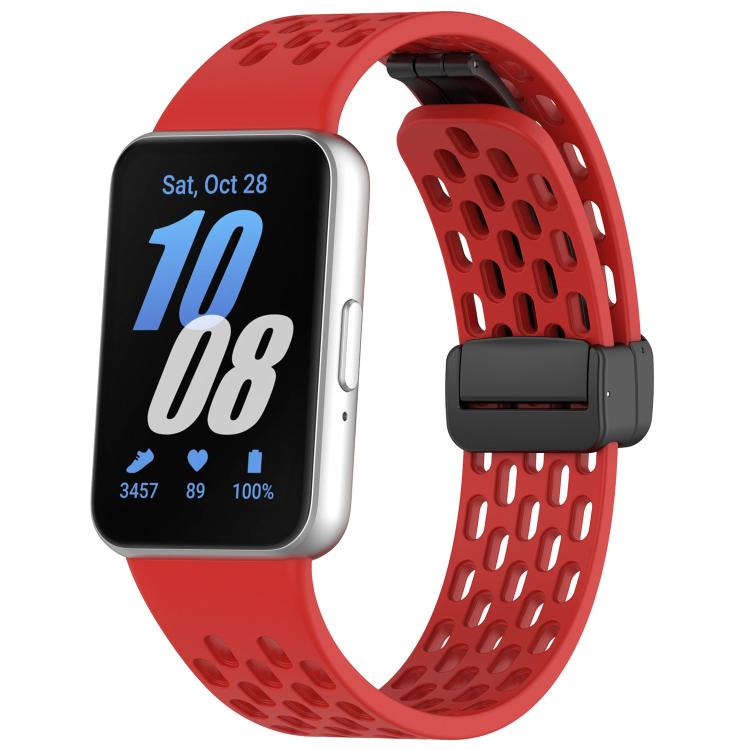 Dây đồng hồ silicone khóa nam châm đen kiểu lỗ xDfind, Dành cho Samsung Galaxy Fit3