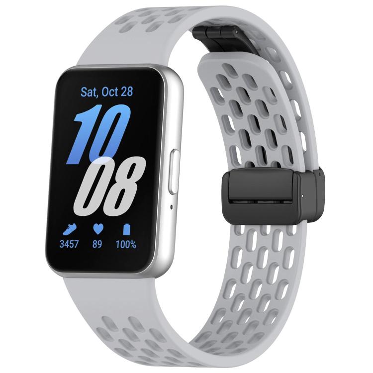 Dây đồng hồ silicone khóa nam châm đen kiểu lỗ xDfind, Dành cho Samsung Galaxy Fit3